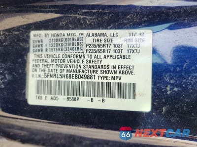 Zdjęcie 13 z 13 samochodu: 2014 HONDA ODYSSEY EXL VIN:5FNRL5H68EB049881 - miniatura
