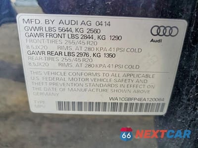 Zdjęcie 14 z 14 samochodu: 2014 AUDI SQ5 PREMIUM PLUS VIN:WA1CGBFP4EA120064 - miniatura