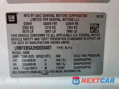 Zdjęcie 14 z 14 samochodu: 2017 BUICK ENVISION ESSENCE VIN:LRBFXBSA2HD039487 - miniatura