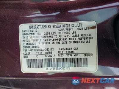 Zdjęcie 12 z 12 samochodu: 2010 INFINITI G37 CONVERTIBLE BASE VIN:JN1CV6FE9AM352172 - miniatura