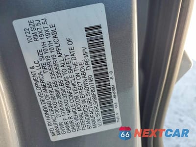 Zdjęcie 14 z 14 samochodu: 2023 HONDA ODYSSEY TOURING VIN:5FNRL6H86PB017490 - miniatura