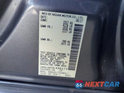 Zdjęcie 12 z 12 samochodu: 2017 NISSAN ALTIMA 2.5 SL VIN:1N4AL3AP7HC498173 - miniatura