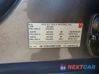 Zdjęcie 12 z 12 samochodu: 2016 TESLA MODEL S VIN:5YJSA1E20GF123881 - miniatura