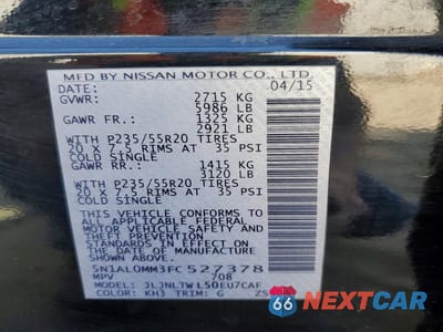 Zdjęcie 13 z 13 samochodu: 2015 INFINITI QX60 BASE VIN:5N1AL0MM3FC527378 - miniatura