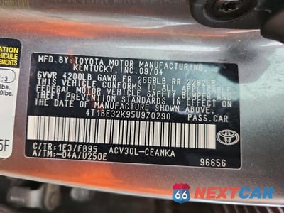 Zdjęcie 12 z 12 samochodu: 2005 TOYOTA CAMRY LE VIN:4T1BE32K95U970290 - miniatura
