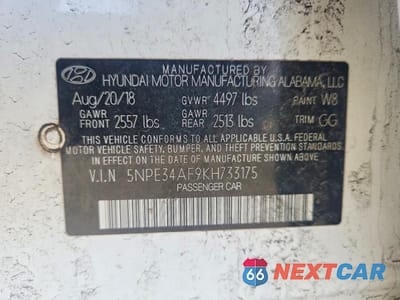Zdjęcie 12 z 12 samochodu: 2019 HYUNDAI SONATA SEL VIN:5NPE34AF9KH733175 - miniatura
