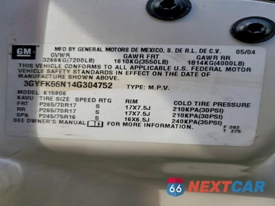 Zdjęcie 14 z 15 samochodu: 2004 CADILLAC ESCALADE ESV VIN:3GYFK66N14G304752 - miniatura