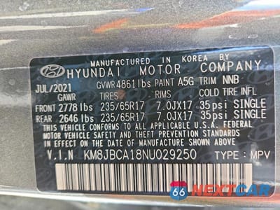 Zdjęcie 13 z 13 samochodu: 2022 HYUNDAI TUCSON HYBRID BLUE VIN:KM8JBCA18NU029250 - miniatura
