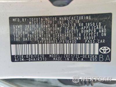 Zdjęcie 13 z 14 samochodu: 2018 TOYOTA COROLLA SE VIN:5YFBURHE6JP816400 - miniatura