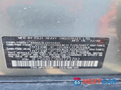 Zdjęcie 12 z 12 samochodu: 2011 SUBARU FORESTER LIMITED VIN:JF2SHAEC9BH723782 - miniatura