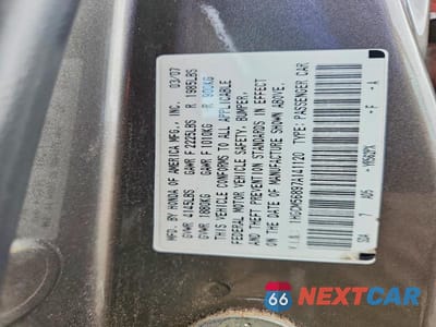 Zdjęcie 12 z 12 samochodu: 2007 HONDA ACCORD EX VIN:1HGCM56897A141120 - miniatura