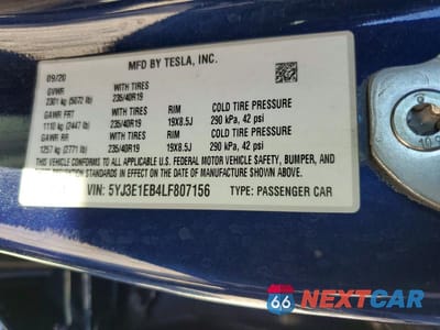Zdjęcie 12 z 12 samochodu: 2020 TESLA MODEL 3 VIN:5YJ3E1EB4LF807156 - miniatura