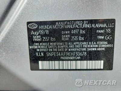 Zdjęcie 13 z 13 samochodu: 2019 HYUNDAI SONATA SEL VIN:5NPE34AF9KH730678 - miniatura