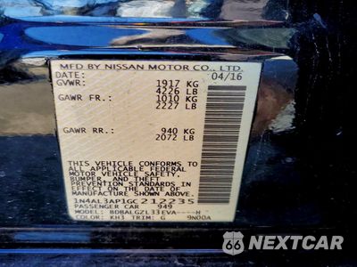 Zdjęcie 12 z 12 samochodu: 2016 NISSAN ALTIMA 2.5 S VIN:1N4AL3AP1GC212235 - miniatura