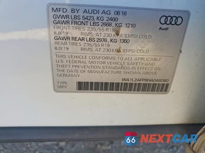 Zdjęcie 13 z 13 samochodu: 2017 AUDI Q5 PREMIUM PLUS VIN:WA1L2AFP8HA046080 - miniatura