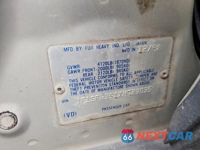 Zdjęcie 12 z 13 samochodu: 1999 SUBARU FORESTER L VIN:JF1SF6351XH723035 - miniatura