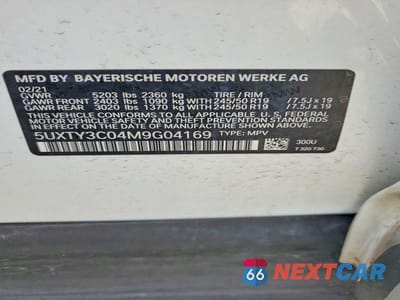 Zdjęcie 13 z 13 samochodu: 2021 BMW X3 SDRIVE30I VIN:5UXTY3C04M9G04169 - miniatura