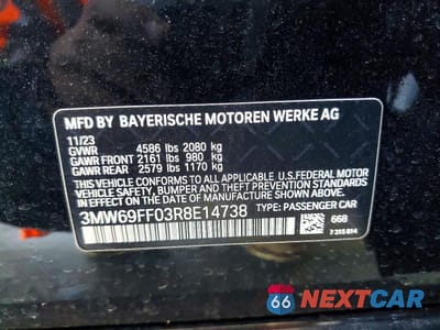 Zdjęcie 13 z 13 samochodu: 2024 BMW 330I VIN:3MW69FF03R8E14738 - miniatura