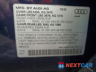 Zdjęcie 13 z 13 samochodu: 2020 AUDI Q5 PREMIUM VIN:WA1ANAFY6L2087723 - miniatura