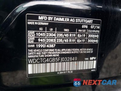 Zdjęcie 14 z 14 samochodu: 2015 MERCEDES-BENZ GLA 250 4MATIC VIN:WDCTG4GB5FJ032849 - miniatura