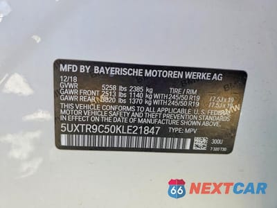 Zdjęcie 13 z 13 samochodu: 2019 BMW X3 XDRIVE30I VIN:5UXTR9C50KLE21847 - miniatura