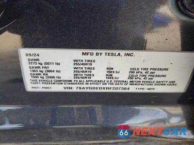 Zdjęcie 12 z 12 samochodu: 2024 TESLA MODEL Y VIN:7SAYGDEDXRF207384 - miniatura