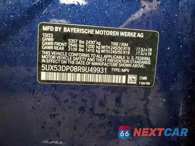Zdjęcie 12 z 12 samochodu: 2024 BMW X3 XDRIVE30I VIN:5UX53DP08R9U49931 - miniatura