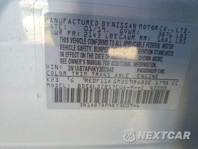 Zdjęcie 13 z 13 samochodu: 2019 NISSAN SENTRA SV VIN:3N1AB7AP4KY300946 - miniatura