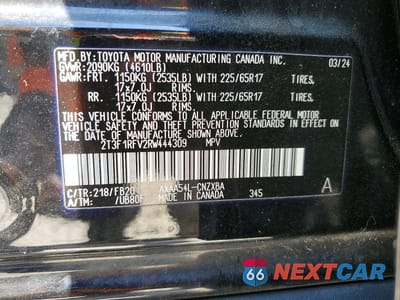 Zdjęcie 12 z 12 samochodu: 2024 TOYOTA RAV4 LE VIN:2T3F1RFV2RW444309 - miniatura