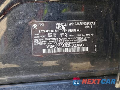 Zdjęcie 12 z 12 samochodu: 2016 BMW 320 XI VIN:WBA8E5G58GNU20893 - miniatura