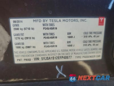 Zdjęcie 13 z 13 samochodu: 2014 TESLA MODEL S VIN:5YJSA1S12EFP48677 - miniatura