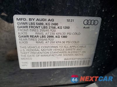 Zdjęcie 13 z 13 samochodu: 2022 AUDI Q5 PRESTIGE 45 VIN:WA1FAAFY6N2025775 - miniatura
