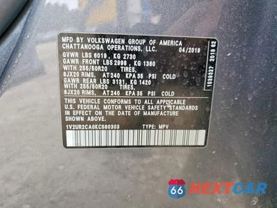 Zdjęcie 14 z 14 samochodu: 2019 VOLKSWAGEN ATLAS SE VIN:1V2UR2CA0KC560303 - miniatura
