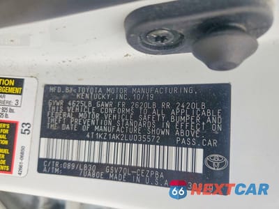 Zdjęcie 13 z 13 samochodu: 2020 TOYOTA CAMRY XSE V6 VIN:4T1KZ1AK2LU035572 - miniatura