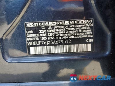 Zdjęcie 12 z 12 samochodu: 2005 MERCEDES-BENZ E 55 AMG VIN:WDBUF76JX5A679512 - miniatura