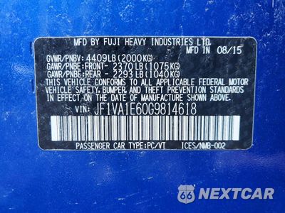 Zdjęcie 12 z 13 samochodu: 2016 SUBARU WRX PREMIUM VIN:JF1VA1E60G9814618 - miniatura