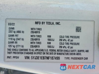 Zdjęcie 13 z 13 samochodu: 2022 TESLA MODEL 3 VIN:5YJ3E1EB7NF187499 - miniatura