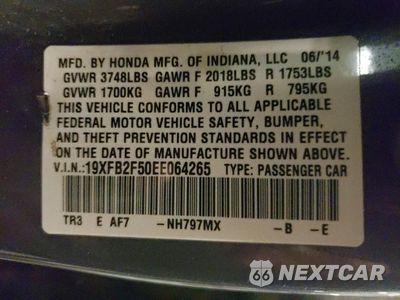 Zdjęcie 12 z 12 samochodu: 2014 HONDA CIVIC LX VIN:19XFB2F50EE064265 - miniatura