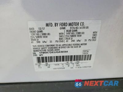 Zdjęcie 13 z 13 samochodu: 2018 FORD EXPLORER XLT VIN:1FM5K7D83JGA56544 - miniatura