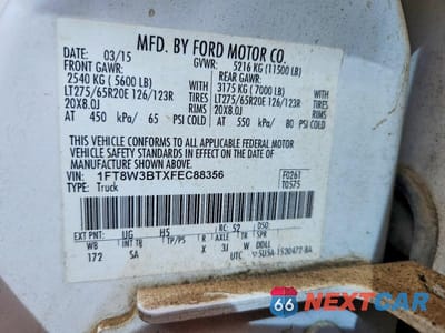 Zdjęcie 12 z 12 samochodu: 2015 FORD F350 SUPER DUTY VIN:1FT8W3BTXFEC88356 - miniatura