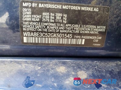 Zdjęcie 12 z 12 samochodu: 2016 BMW 328 XI SULEV VIN:WBA8E3C52GK501545 - miniatura