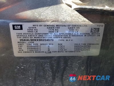 Zdjęcie 13 z 13 samochodu: 2013 GMC TERRAIN SLE VIN:2GKALSEKXD6204579 - miniatura