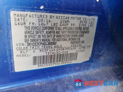 Zdjęcie 13 z 13 samochodu: 2016 NISSAN VERSA NOTE SV VIN:3N1CE2CP4GL388062 - miniatura