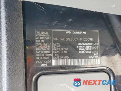 Zdjęcie 13 z 13 samochodu: 2015 MERCEDES BENZ SPRINTER DELIVERY VAN VIN:WDZPE8DC4FP125098 - miniatura
