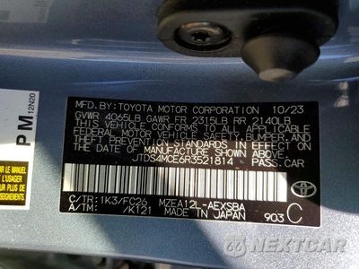 Zdjęcie 12 z 12 samochodu: 2024 TOYOTA COROLLA SE VIN:JTDS4MCE6R3521814 - miniatura