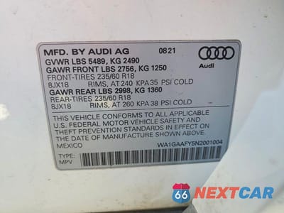 Zdjęcie 14 z 14 samochodu: 2022 AUDI Q5 PREMIUM 45 VIN:WA1GAAFY5N2001004 - miniatura