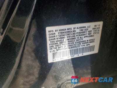Zdjęcie 13 z 13 samochodu: 2012 HONDA PILOT LX VIN:5FNYF3H26CB035222 - miniatura