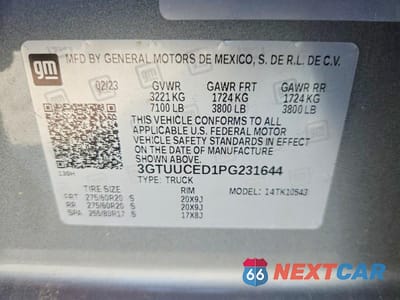 Zdjęcie 12 z 12 samochodu: 2023 GMC SIERRA K1500 ELEVATION VIN:3GTUUCED1PG231644 - miniatura