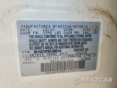 Zdjęcie 12 z 12 samochodu: 2014 NISSAN SENTRA S VIN:3N1AB7AP8EL690144 - miniatura