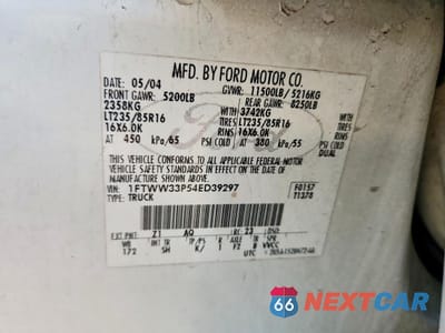 Zdjęcie 13 z 13 samochodu: 2004 FORD F350 SUPER DUTY VIN:1FTWW33P54ED39297 - miniatura